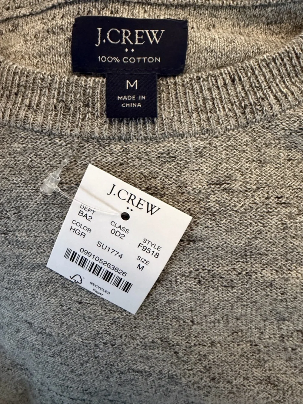 J.Crew Heather Gray Crewneck Sweater 100% Cotton